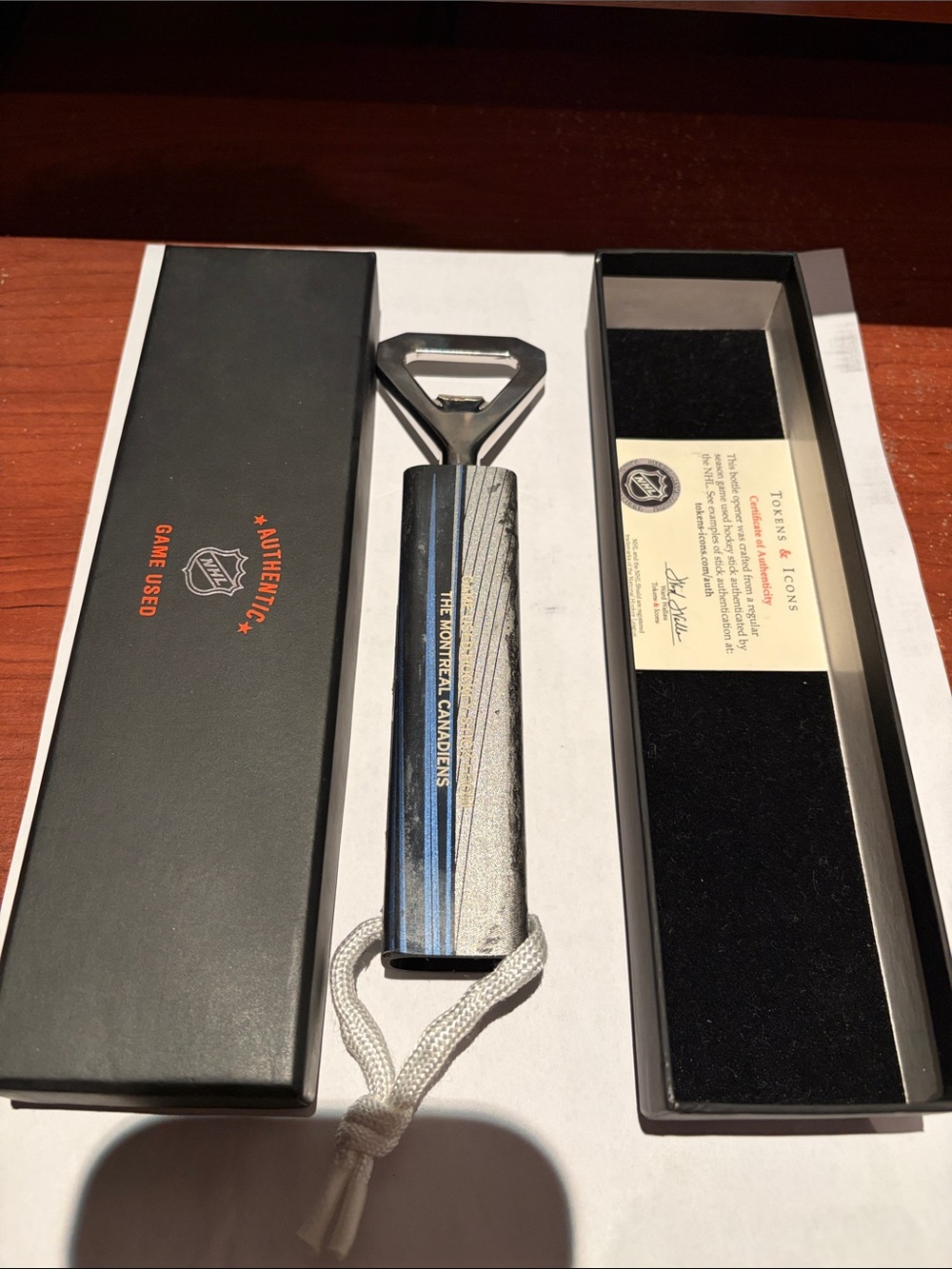 Silver Bottle Opener - authentic game used Montreal Canadiens